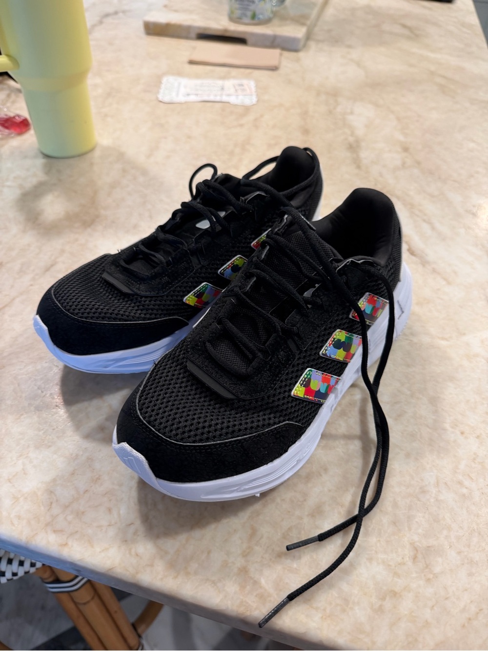 adidas astrastar Black Sneakers with Multicolor Three-Stripe Accents 8